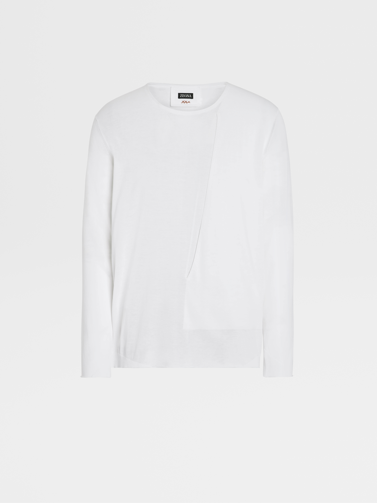 Off White Pure Cotton Fashion Show Knit Crewneck
